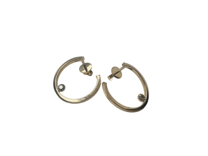 Zlaté asymetrické šroubovací náušnice s kamínkem ZNA003