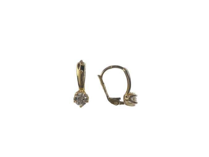 Zlaté náušnice na klip se zirkony ZNA002