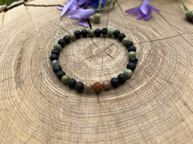 Náramek láva a jaspis