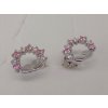 Stříbrné náušnice s bílými a růžovými zirkony kroužek SNAU004