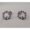 Stříbrné náušnice s bílými a růžovými zirkony kroužek SNAU004