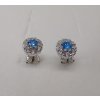 Stříbrné náušnice se zirkony modrý,bilý kytička SNAU006