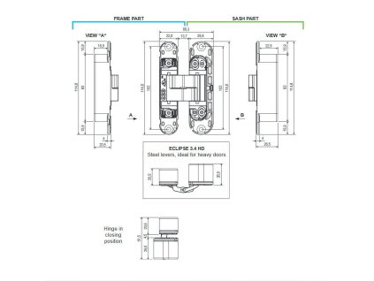 zawias eclipse 3 4 hd chrom mat