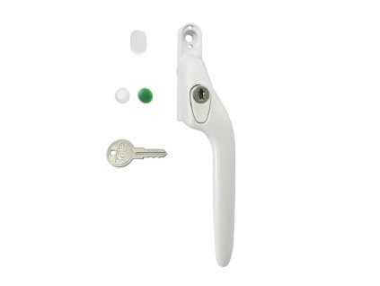 klamka odgieta z kluczem prawa biala