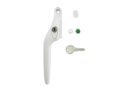 klamka odgieta z kluczem lewa biala