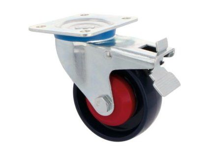 Kolečko 2553-100 otočná plotýnka s brzdou nylon modré