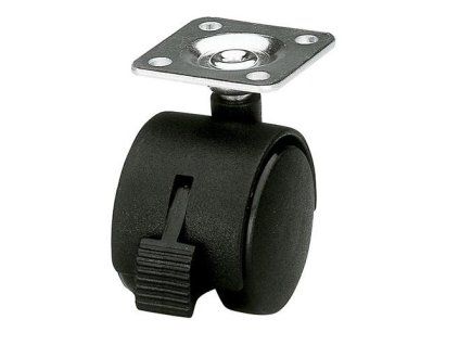 Kolečko 1504-40 otočná plotýnka s brzdou nylon černé