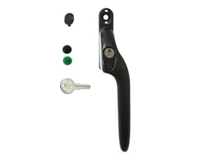 Klika ohnutá s klíčem pravá černá