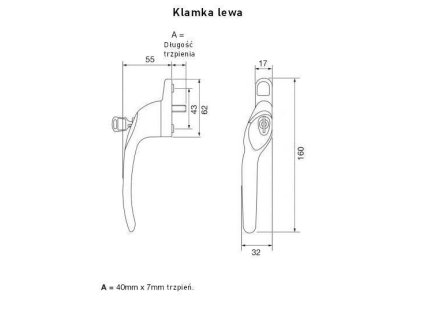 klamka overture lock 40x7 lewa satyn
