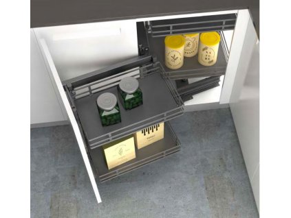 Rohova polica do kuchyne Duetto antracitová ľavá 450-600 Vyrobené v Taliansku