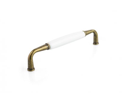 Nábytková úchytka UM-99 L-128 stará zlatá/biela lesklá