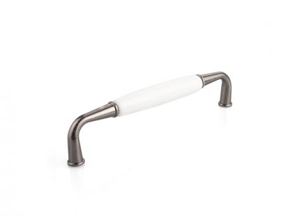 Nábytková úchytka UM-99 L-128 starožitná strieborná/biela lesklá