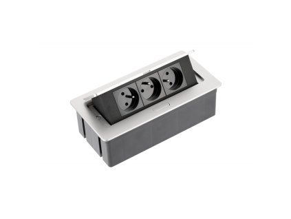 ZÁPUSTNÁ ZÁSUVKA GTV SOFT 3 X 220 V, KABEL 1,5M Hliník