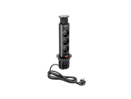 Výsuvná zásuvka do kuchyně GTV 3 x 220 V, kabel 1,5m černá