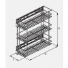 Výsuvný drôtený kôš bočný 3-poschodový univerzálny 200 chróm, strieborný, sivý