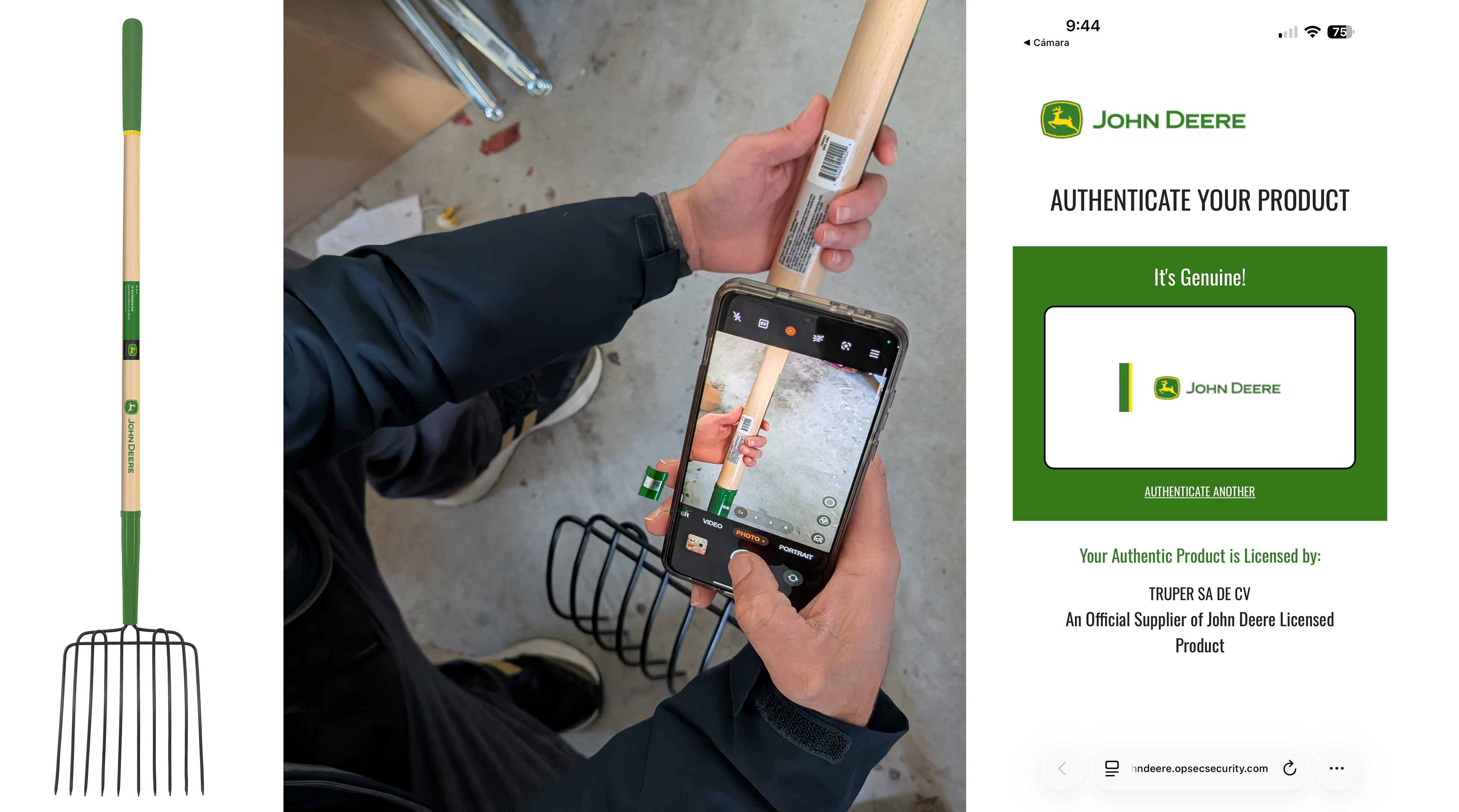 Ověření originality produktu John Deere pomocí čárového kódu