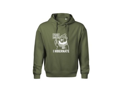 Hibernating hoodie Khaki / White
