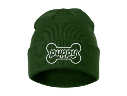 Puppy Beanie Green / White