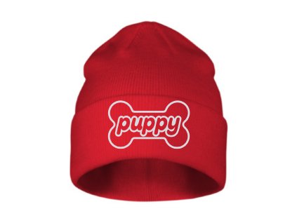 Puppy Beanie Red / White