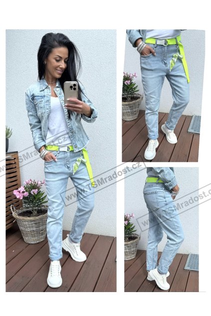 Džíny měkčený Denim s páskem MOM FIT