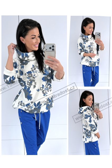 Mikina s kapucí Blue Flowers