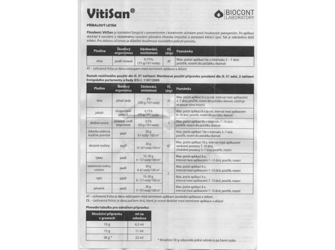 Příbalový leták Vitisan