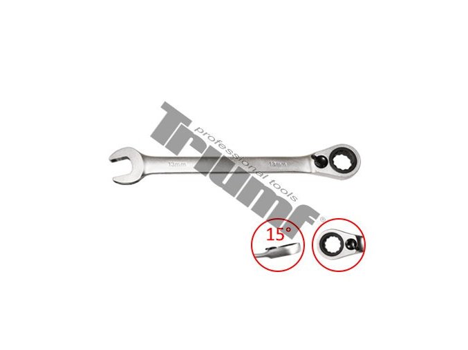 Kľúč račňový očkoplochý 8mm, mierne vyhnutý s prepínacou páčkou - 14 mm