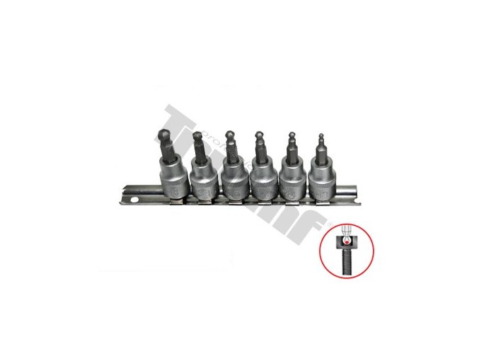 Sada inbus nadstavcov 3/8" s guličkou, 6 dielna