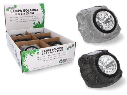 Napelemes lámpa 12,6 x 14,4 x 10 cm - természetes kő utánzat - GARDEN LINE - SOL9901
