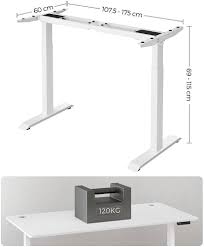 SONGMICS Height-Adjustable Electric Desk Stand Desk Stand without Top with  Hooks Stepless Adjustable Memory Function Steel White LSD019W01 :  Amazon.se: Home & Kitchen