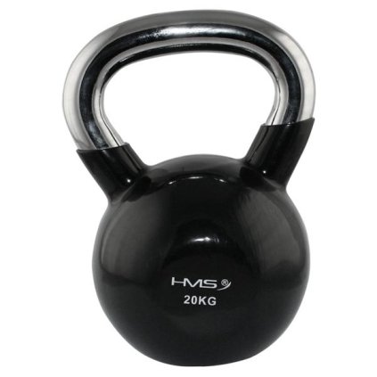 KETTLEBELL S CHROMOVANÝM ÚCHOPOM HMS KT 20 KG - čierny