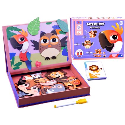 Magnetické puzzle Zvieratá 54 dielov Magnetická doska puzzle ZA3971