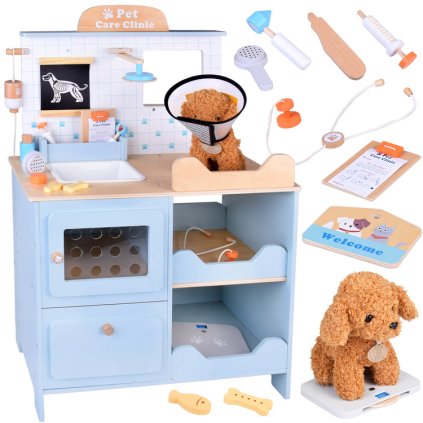 Wooden Veterinary Clinic – Vet Clinic with Puppy + Accessories ZA5939