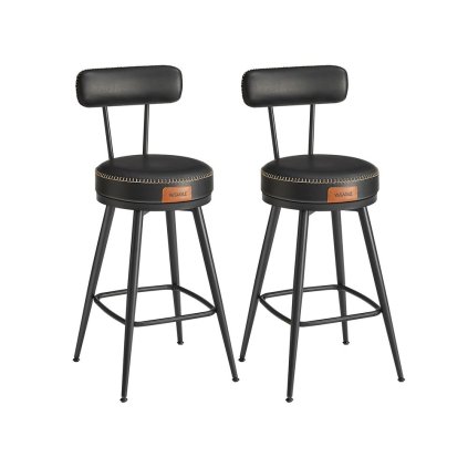 VASAGLE EKHO – Sada 2 barových stoličiek z umelej kože, otočné, LBC889