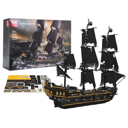 Sada čiernych stavebných kociek Pirátska loď, 3180 dielikov ZKL.13199