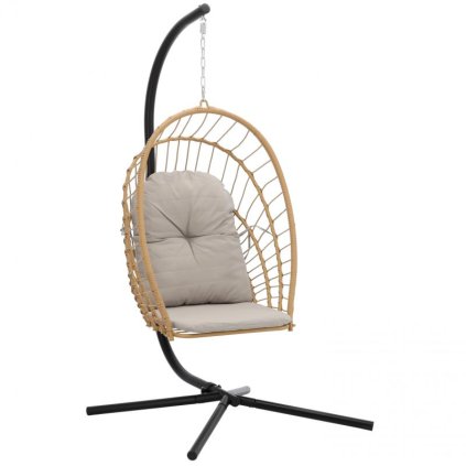 Skladacie závesné kreslo Eris Brown so sivým vankúšom FAT0923