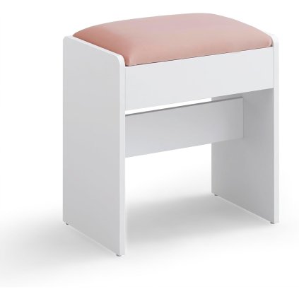 VASAGLE RDS001W01 – Zamatová make-up stolička s protišmykovými podložkami, ružovo-biela