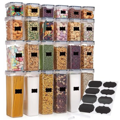 Kuchynské nádoby na potraviny s viečkami – sada 24 ks KI0172