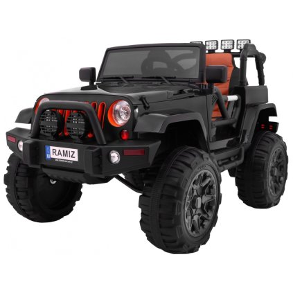 Auto na akumulator All Terrain dla dzieci Czarny Terenówka typu jeep + Pilot + Światła Dźwięki