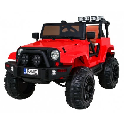 Auto na akumulator All Terrain dla dzieci Czerwony Terenówka typu jeep + Pilot + Światła Dźwięki