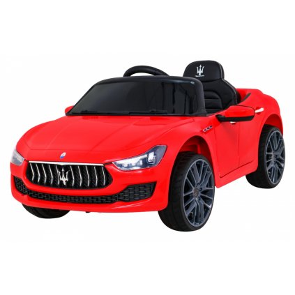 Detské auto Maserati Ghibli na batérie, červené + diaľkové ovládanie + pomalý štart + EVA + MP3, USB + LED