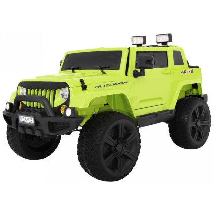 Auto na akumulator Mighty Jeep dla dzieci Zielony + 2-osobowy + Napęd 4x4 + 2 bagażniki