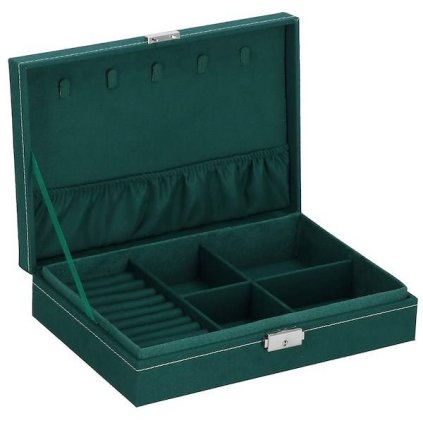 pol pl Szkatulka na bizuterie 28x19 5x7 cm zielony welurowy organizer z przegrodkami 32537 8