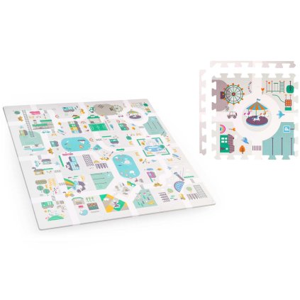 Detská podložka puzzle 120x120cm + figúrky Nukido Town 738000