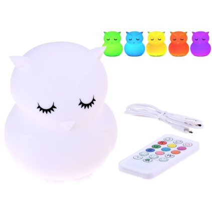 Silikónová LED lampa sova Jokomisiada ZA3295 + ovládač