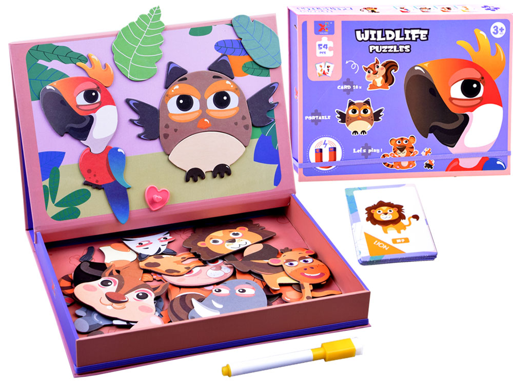 Magnetické puzzle Zvieratá 54 dielov Magnetická doska puzzle ZA3971