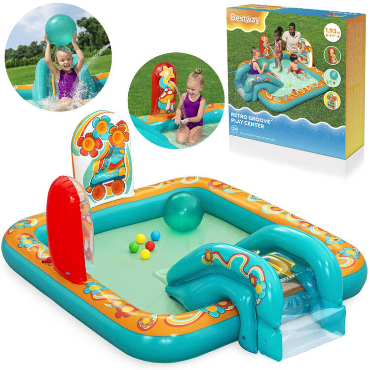 Nafukovacie ihrisko RETRO Slide + postrekovač + lopty Bestway 53164