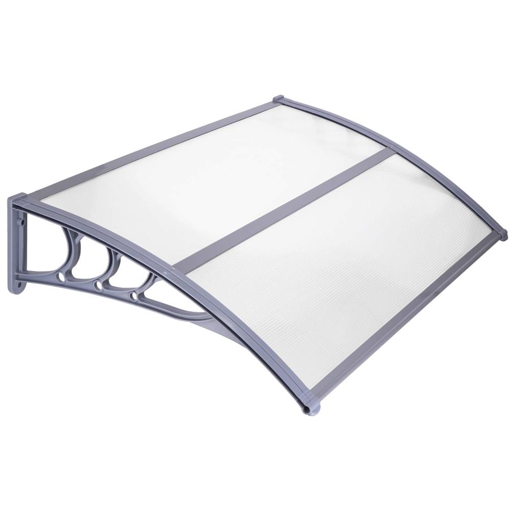 SPRINGOS Strecha, prístrešok na vchodové, balkónové a terasové dvere 120×80 cm – sivá, priehľadná HA7474