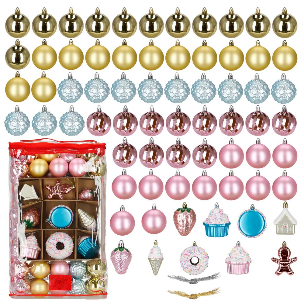 Vianočné gule na stromček – 69 ks, viacfarebná sada ozdôb Springos CA0977