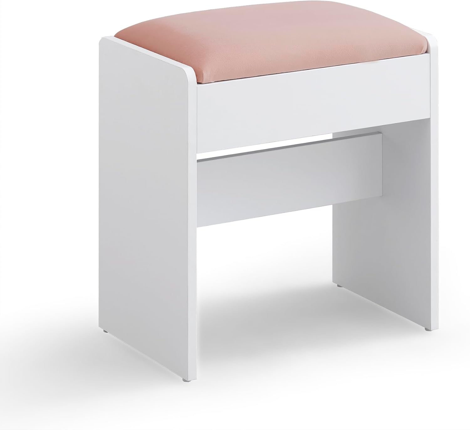 VASAGLE RDS001W01 – Zamatová make-up stolička s protišmykovými podložkami, ružovo-biela